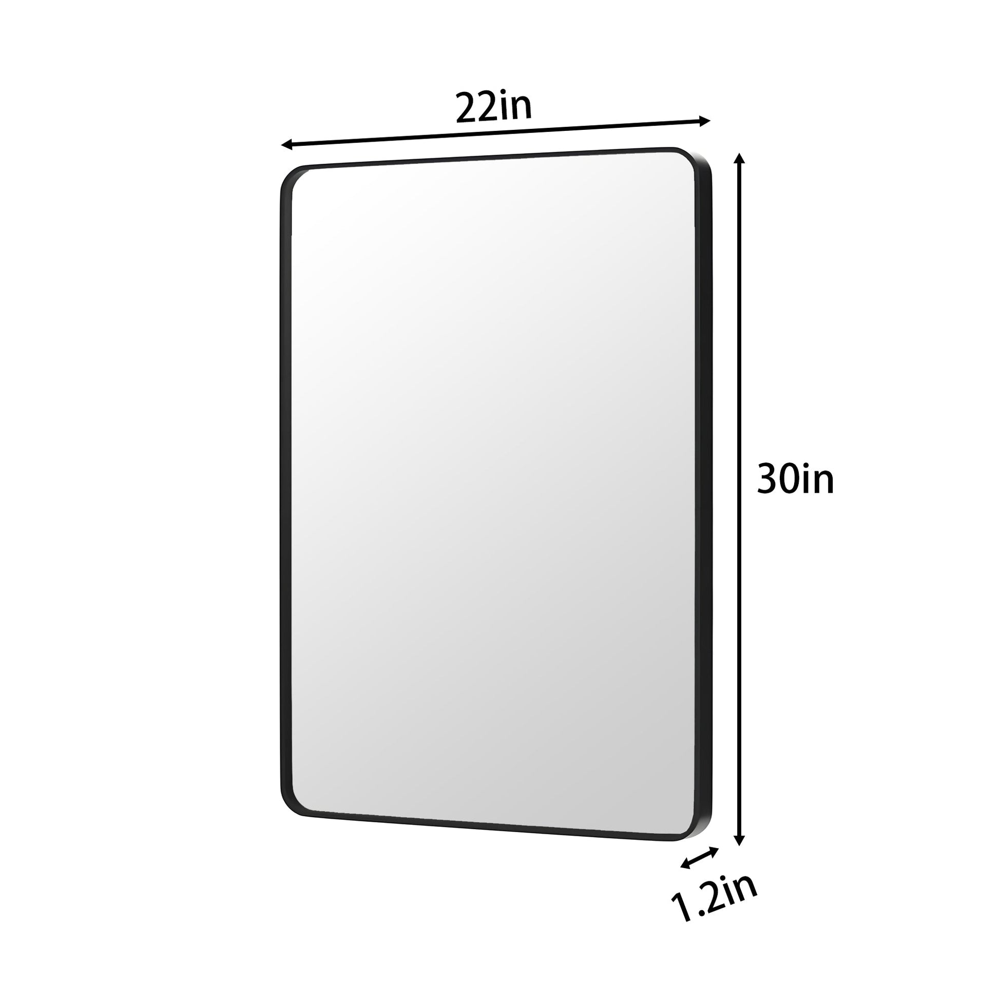 Noir 22" x 30" Vanity Mirror �C Modern, Elegant, Rectangular Wall Mirror with Tempered Glass, Shatterproof, Rust-Resistant, Matte Black Frame for Bathroom, Living Room & Hallway - ExBriteUSA
