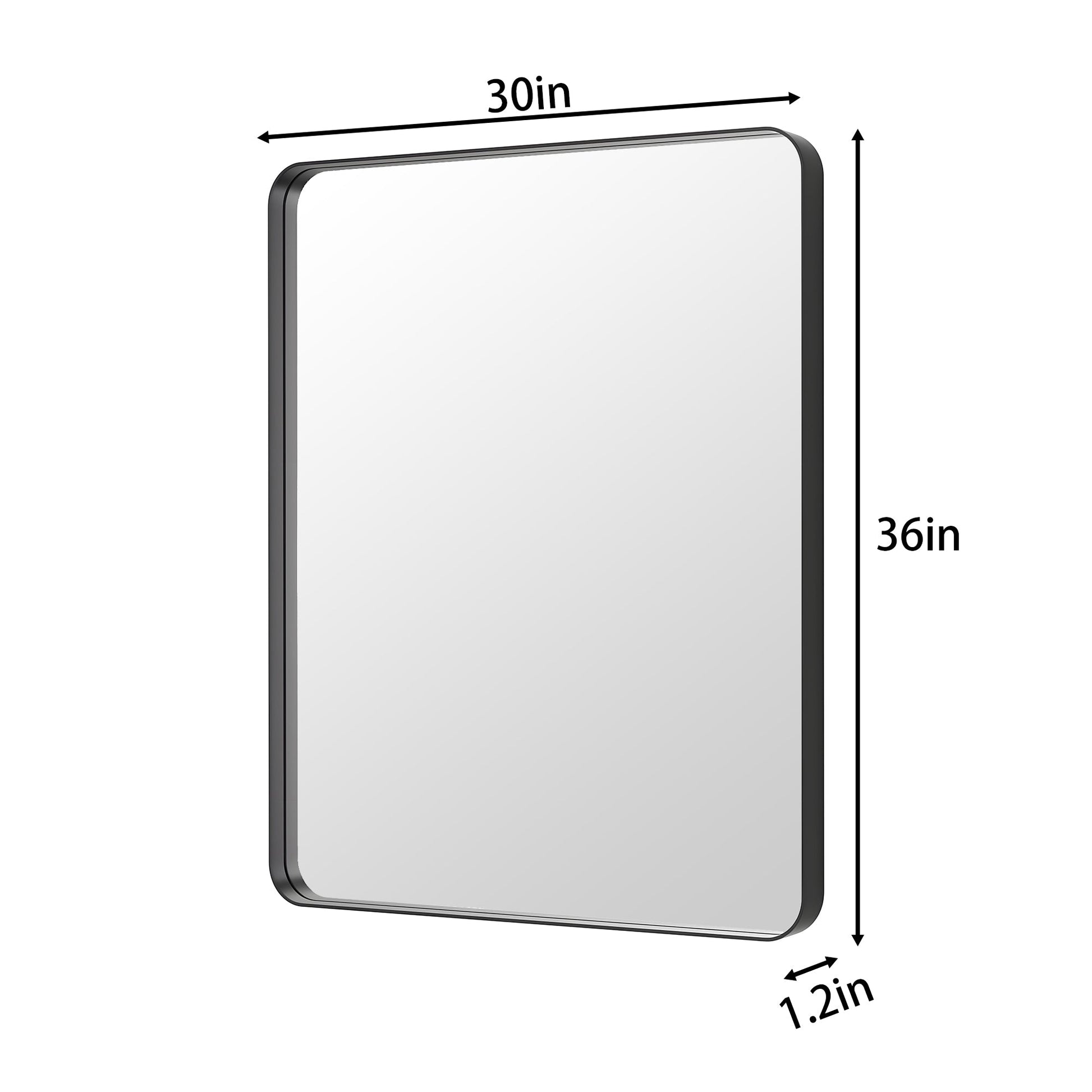 Noir 30" x 36" Vanity Mirror �C Modern, Elegant, Rectangular Wall Mirror with Tempered Glass, Shatterproof, Rust-Resistant, Matte Black Frame for Bathroom, Living Room & Hallway - ExBriteUSA