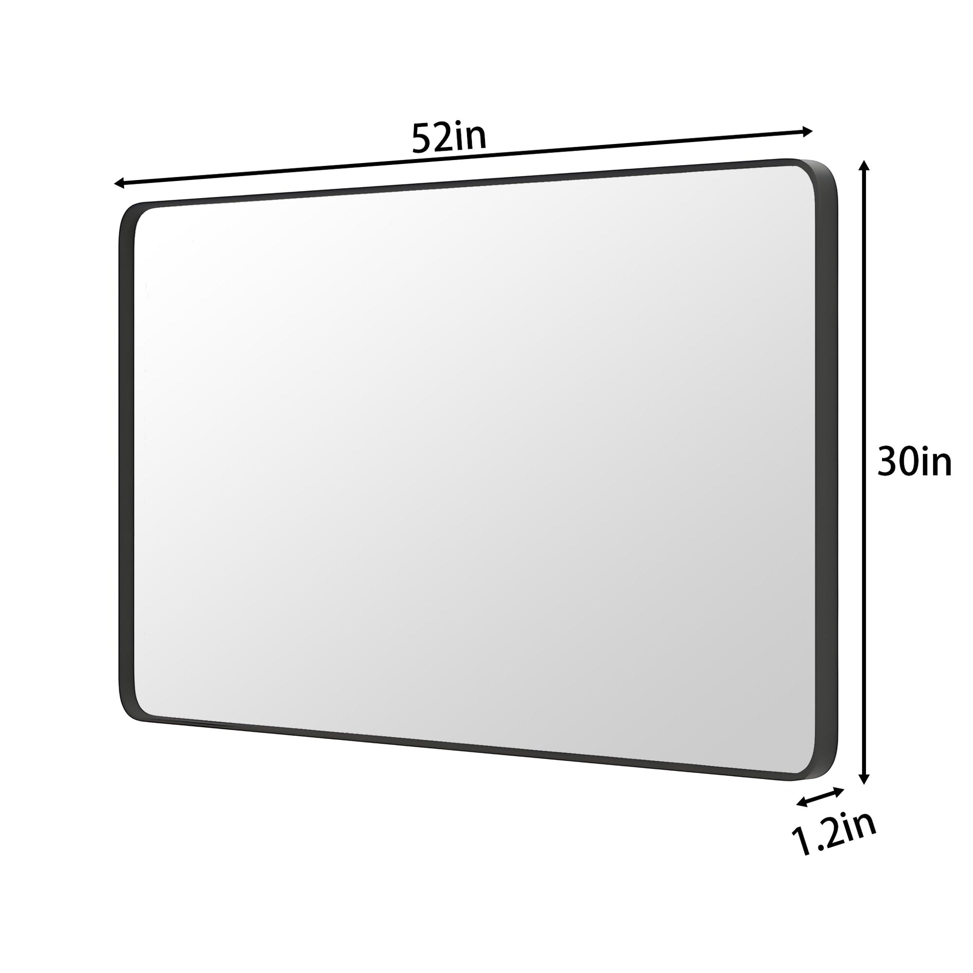 Noir 52" x 30" Vanity Mirror �C Modern, Elegant, Rectangular Wall Mirror with Tempered Glass, Shatterproof, Rust-Resistant, Matte Black Frame for Bathroom, Living Room & Hallway - ExBriteUSA