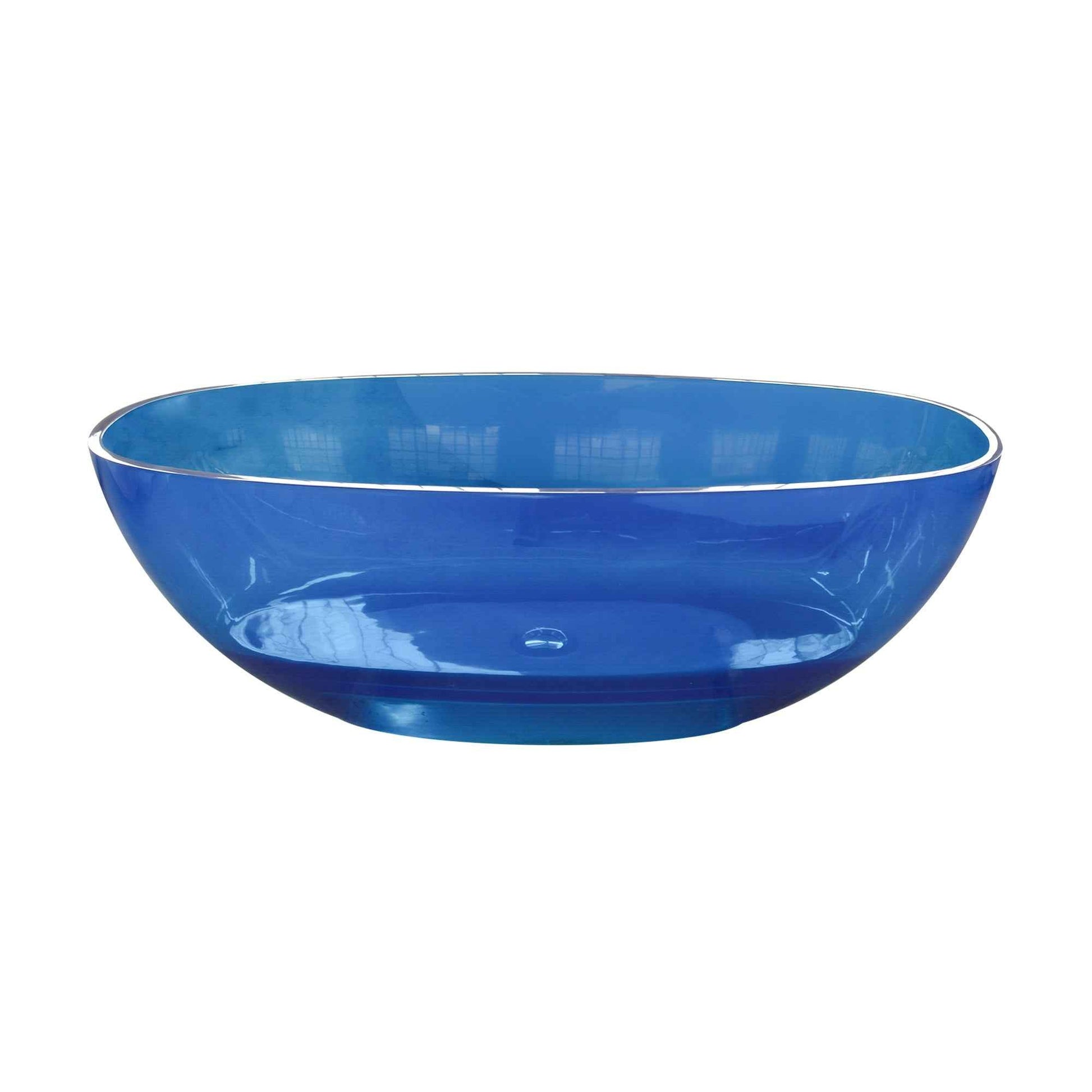 RS 64 inch Transparent Blue Oval Shape Freestanding Soaking Bathtub For The Bathroom