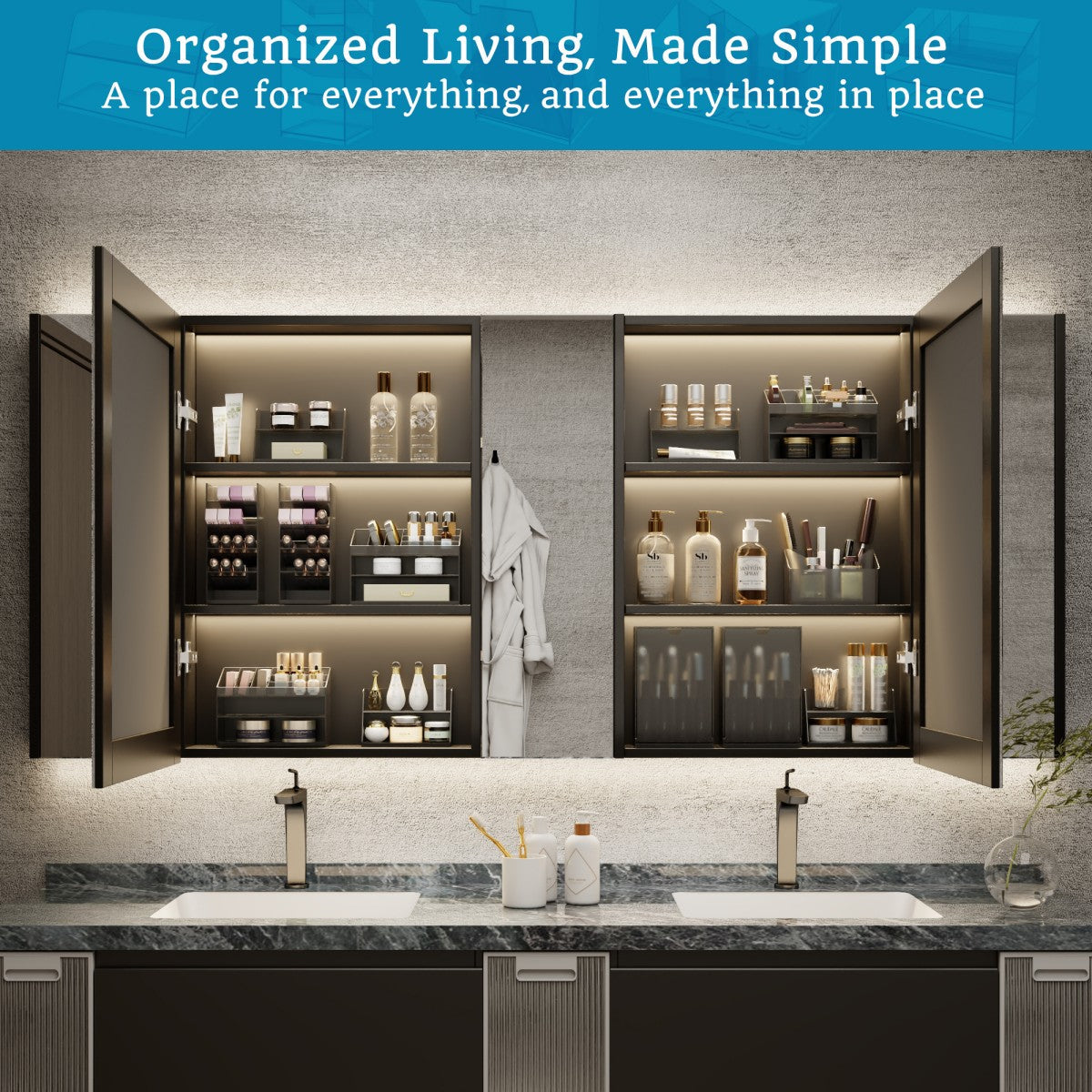 Premium Collection (4 Organizers) – Acrylic Medicine Cabinet Organizer Set