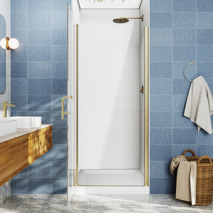 Classy 36-38"x72" Frameless Shower Door in Brush Gold,Water Repellent Glass with Seal Strip Parts and Handle,6mm Glass Shower Door
