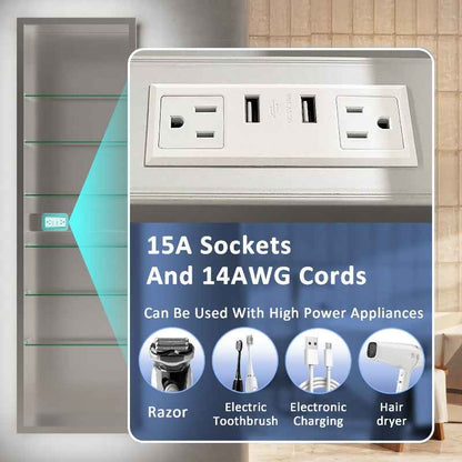 Allsum 20-1/8" x 70-1/8" Lighted Frameless Single Door Medicine Cabinet