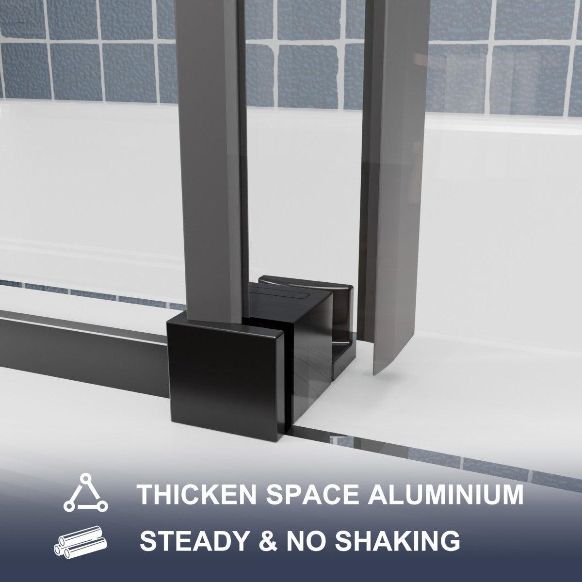 Zephyr 56-60" Semi-Frameless Single Sliding Tub Door,Matte Black,Bypass Bathtub Shower Tempered Glass Door with Explosion-Proof Film