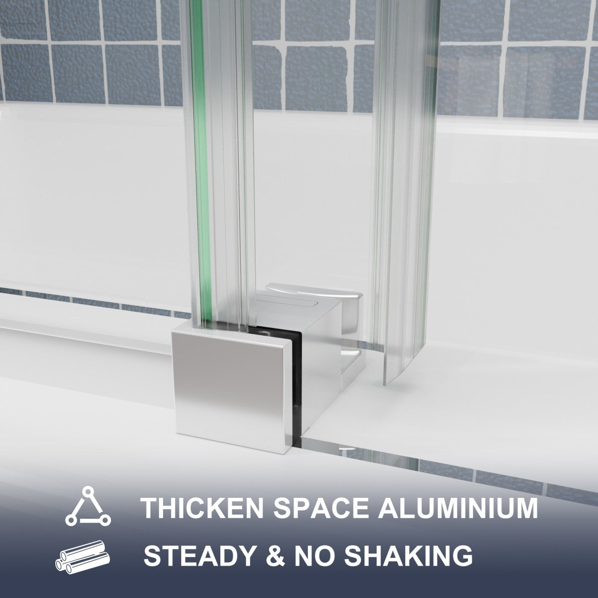 Zephyr 56-60" Semi-Frameless Single Sliding Tub Door,Chrome,Bypass Bathtub Shower Tempered Glass Door with Explosion-Proof Film