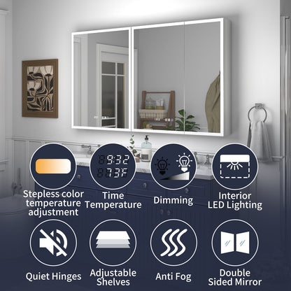 Rim 54" W x 32" H LED Lighted Medicine Cabinet Recessed or Surface with mirrors - ExBriteUSA