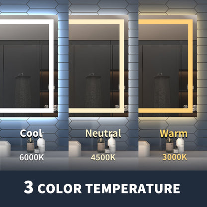 Apex-T 72" W x 36" H Lighted Bathroom Large Light Led Mirror,Anti Fog,Dimmable,Three Lighting Modes