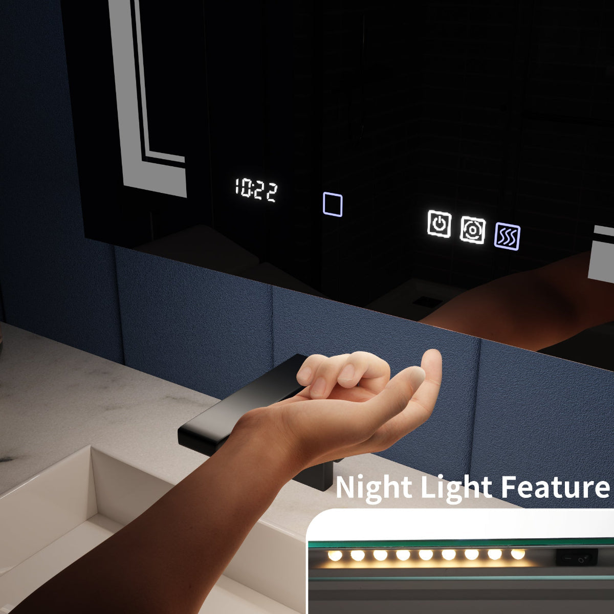 Illusion-B 54" x 32" LED Lighted Inset Mirrored Medicine Cabinet with Magnifiers Front and Back Light - ExBriteUSA