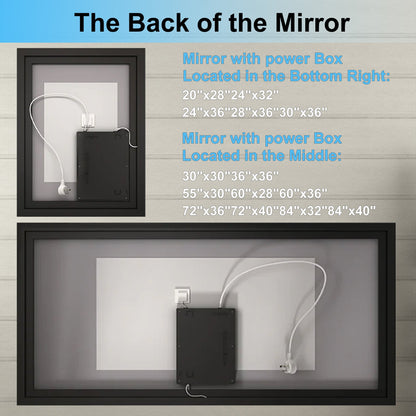 Apex-Noir 48"x36" Framed LED Lighted Bathroom Mirror