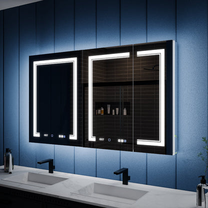 Illusion-B 54" x 32" LED Lighted Inset Mirrored Medicine Cabinet with Magnifiers Front and Back Light - ExBriteUSA