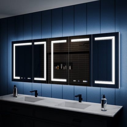 Illusion-B 84" x 32" LED Lighted Inset Mirrored Medicine Cabinet with Magnifiers Front and Back Light - ExBriteUSA