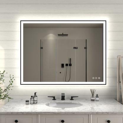 Apex-Noir 48"x36" Framed LED Lighted Bathroom Mirror