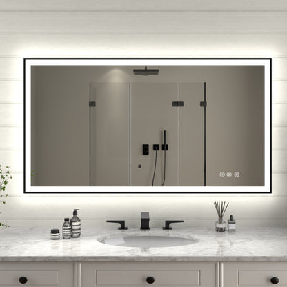 Apex-Noir 55"x30" Framed LED Lighted Bathroom Mirror