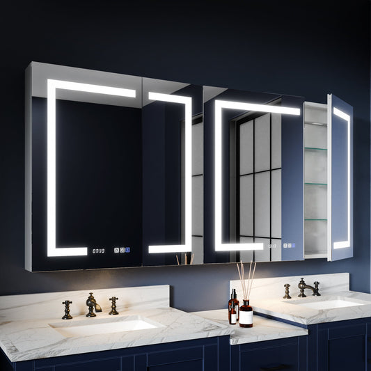 Boost-M2 66" W x 32" H Bathroom Narrow Light Medicine Cabinets with Vanity Mirror Recessed or Surface - ExBriteUSA