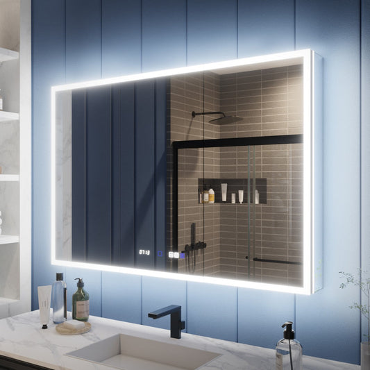 Illusion 48" x 32" LED Lighted Medicine Cabinet with Outlet, Front and Back Light