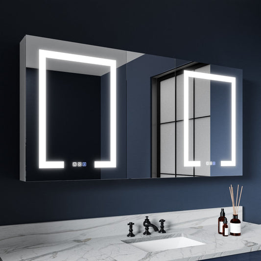 Boost-M1 52" W x 26" H Defogger LED Medicine Cabinet with Mirror and Lighted Features