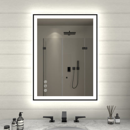 Apex-Noir 24"x32" Framed LED Lighted Bathroom Mirror