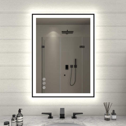 Apex-Noir 24"x32" Framed LED Lighted Bathroom Mirror