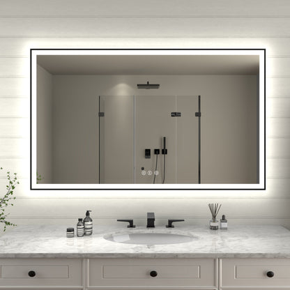 Apex-Noir 60"x36" Framed LED Lighted Bathroom Mirror