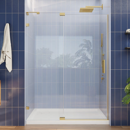 Flexi-L 50-54" W X 70" H Bathroom Glass Shower Doors,Semi-Frameless Brushed Gold,Tempered Glass Shower Door With Handle