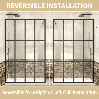 Atlas 46" X 72" Black Shower Door Clear Tempered Glass Framed Shower Screen Walk-in,Corner shower door