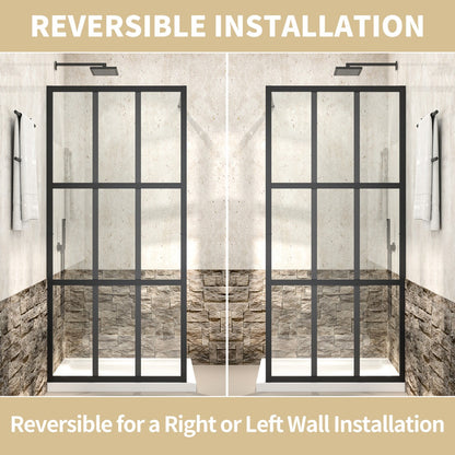 Atlas 34" X 72" Black Shower Door Clear Tempered Glass Framed Shower Screen Walk-in,Corner shower door