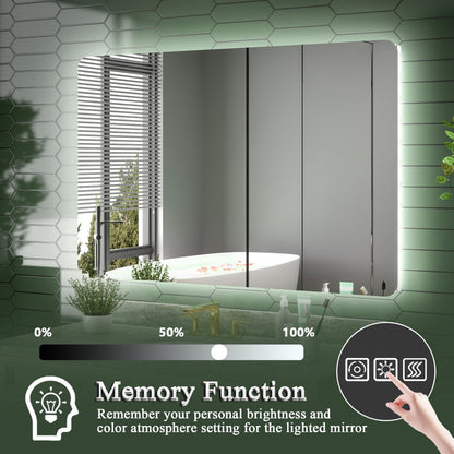 Brivaro 55" x 36" Backlit LED Bathroom Mirror with Nano-Tempered Glass, Anti-Fog, Dimmable, 3 Lighting Modes