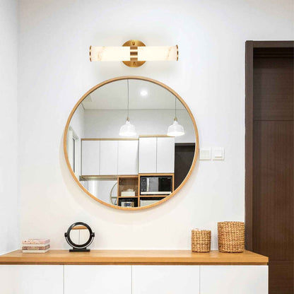 Exbrite Set of 2 Modern Marble-Effect Resin Wall Sconces with Gold Accents �C Elegant LED-Compatible Vanity Lights for Bedroom, Living Room & Hallway(Only Inoor)