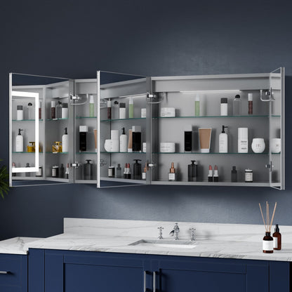 LED Lighted Recessed Medicine Cabinet - 50"W x 26"H Medicine Cabinet with Mirror, Recessed or Surface Mounted|ExBrite Boost-M1