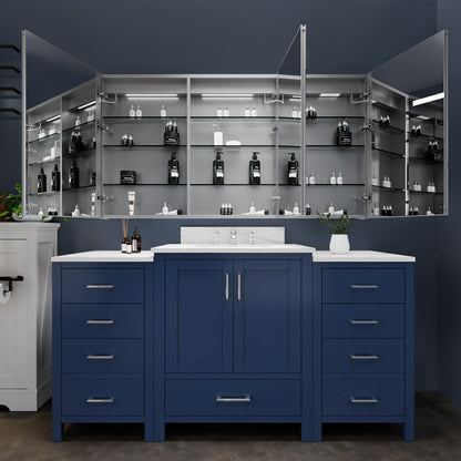 Boost 60" W x 32" H LED Lighted Bathroom Medicine Cabinet with Mirror Recessed or Surface led Medicine Cabinet