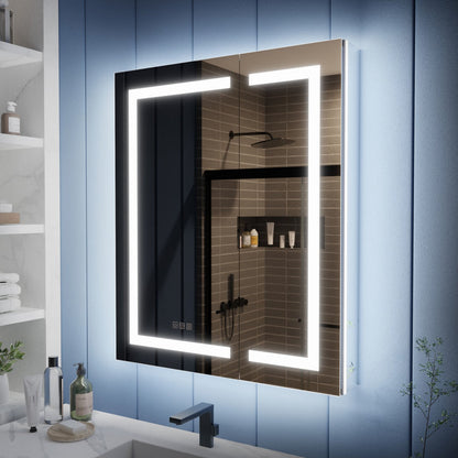 Illusion-B 30" x 36" LED Lighted Inset Mirrored Medicine Cabinet with Magnifiers Front and Back Light