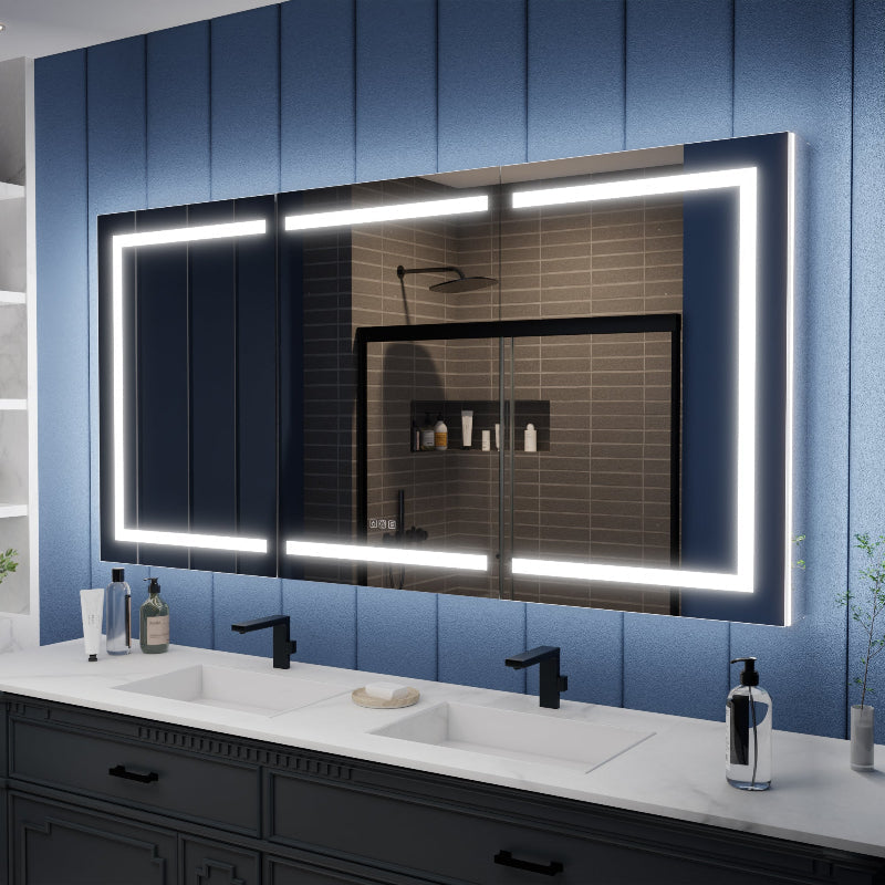 Illusion-B 72" x 36" LED Lighted Recessed Bathroom Medicine Cabinet with Magnifiers Front and Back Light