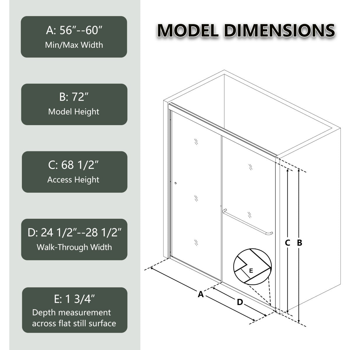 Glide Semi-Frameless Shower Door 56-60 in. W x 72 in. H Bypass Sliding Shower Enclosure,Brushed Nickel,Double Sliding Glass Bathroom Doors - ExBriteUSA