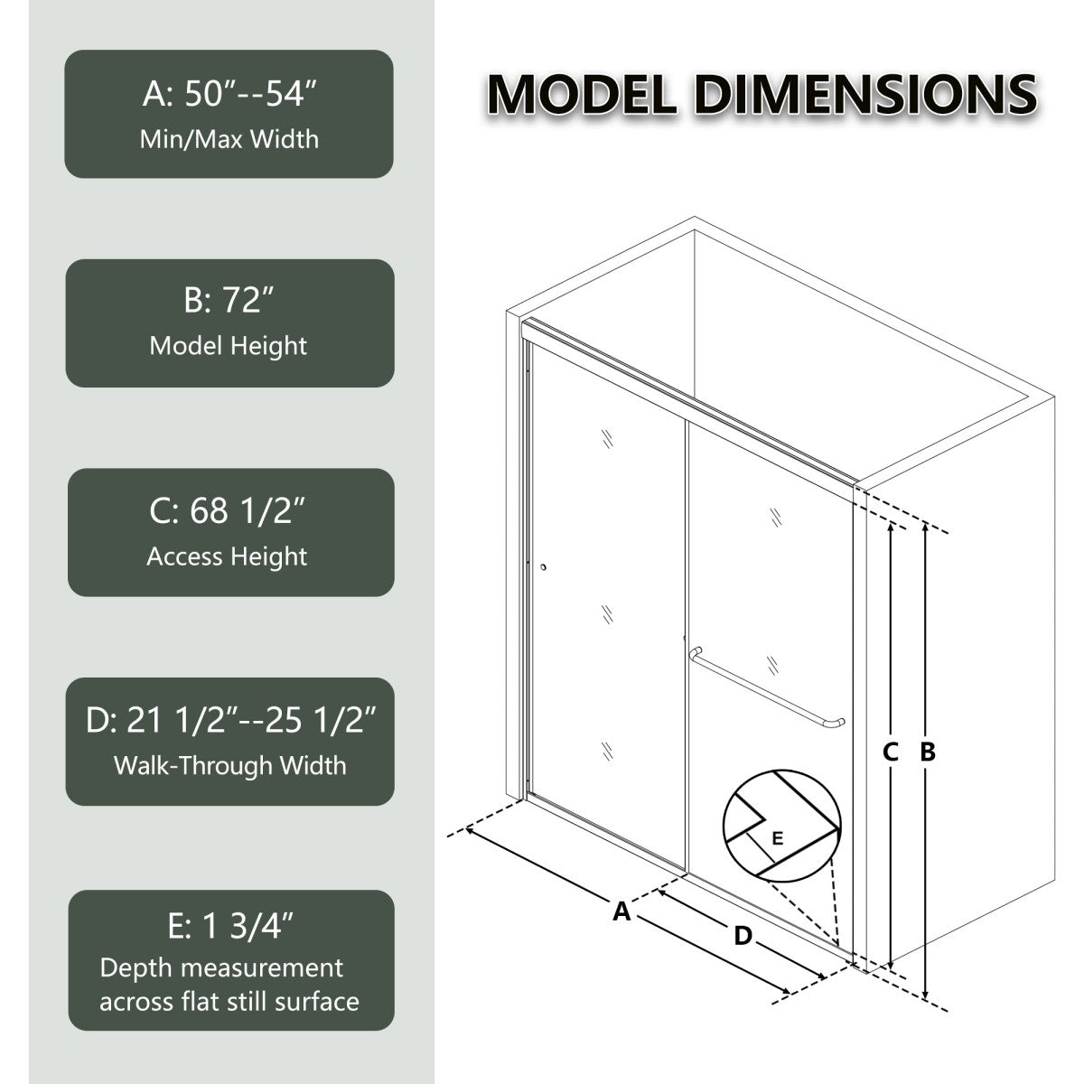 Glide Semi-Frameless Shower Door 50-54 in. W x 72 in. H Bypass Sliding Shower Enclosure,Brushed Nickel,Double Sliding Glass Bathroom Doors - ExBriteUSA