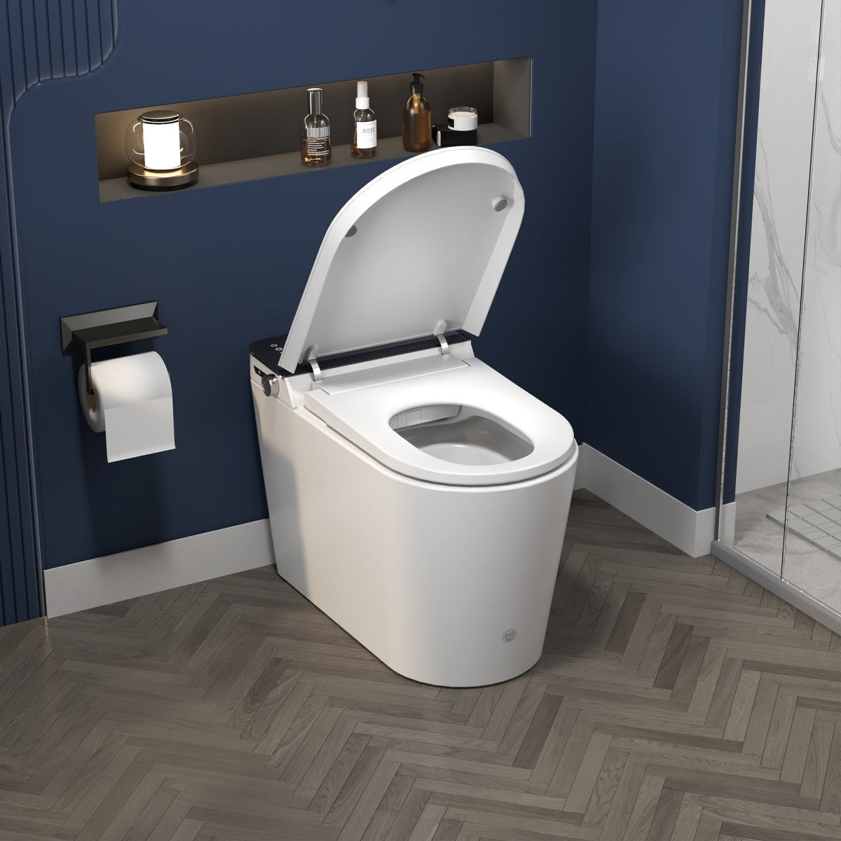 ExBrite Tankless Smart Toilet with Bidet Built In,Auto Open & Close,Wider Bidet with Heated Seat, Warm Water and Dry, Foot Sensor, LED Display, Remote Control - ExBriteUSA