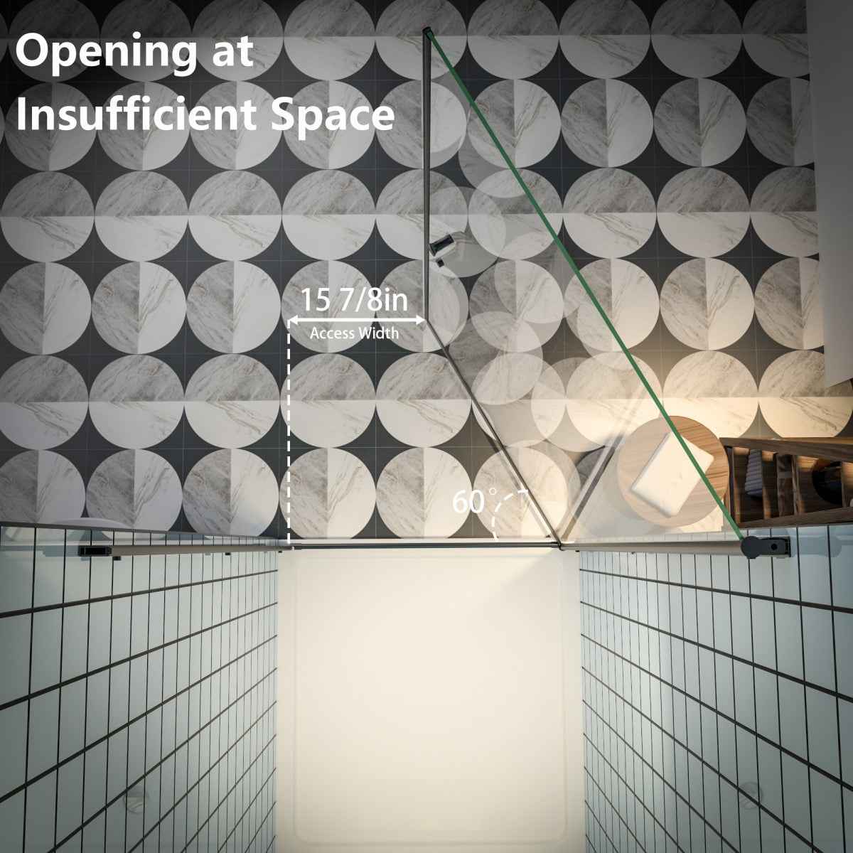 Classy 36-38" W x 72" H Pivot Semi-Frameless Glass Shower Door in Black