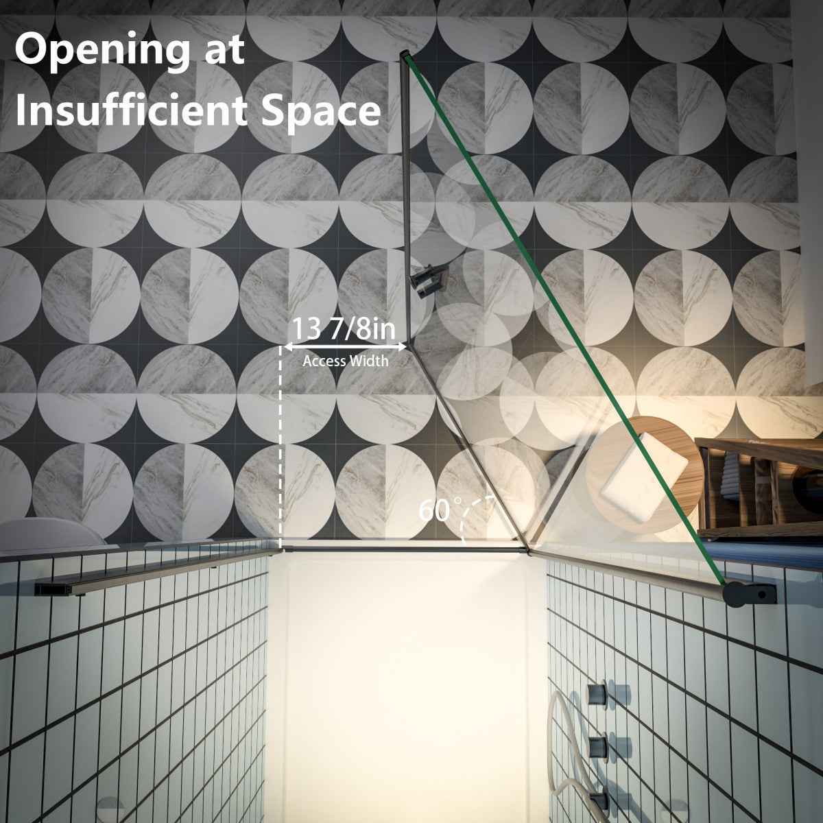 Classy 32-34" W x 72" H Pivot Shower Door Semi-Frameless Hinged in Matte Black Install Glass Shower Door