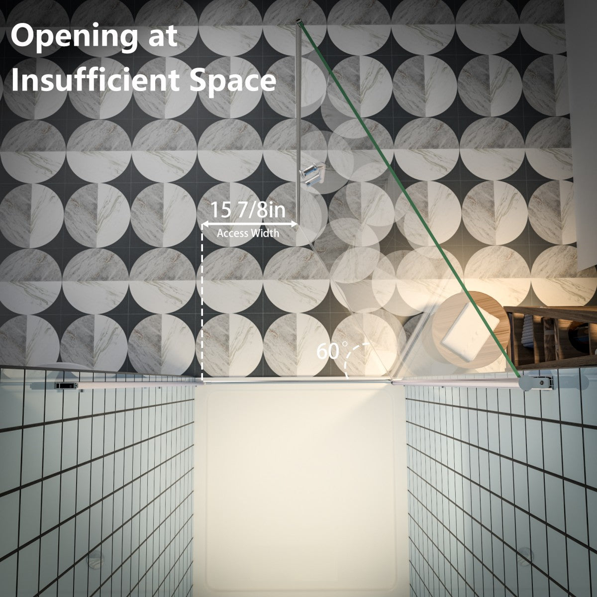 Classy 36-38" W X 72" H Pivot Semi-Frameless Glass Shower Door,Pivot Swing Shower Doors,Brushed Nickel,Clear Tempered Glass - ExBriteUSA