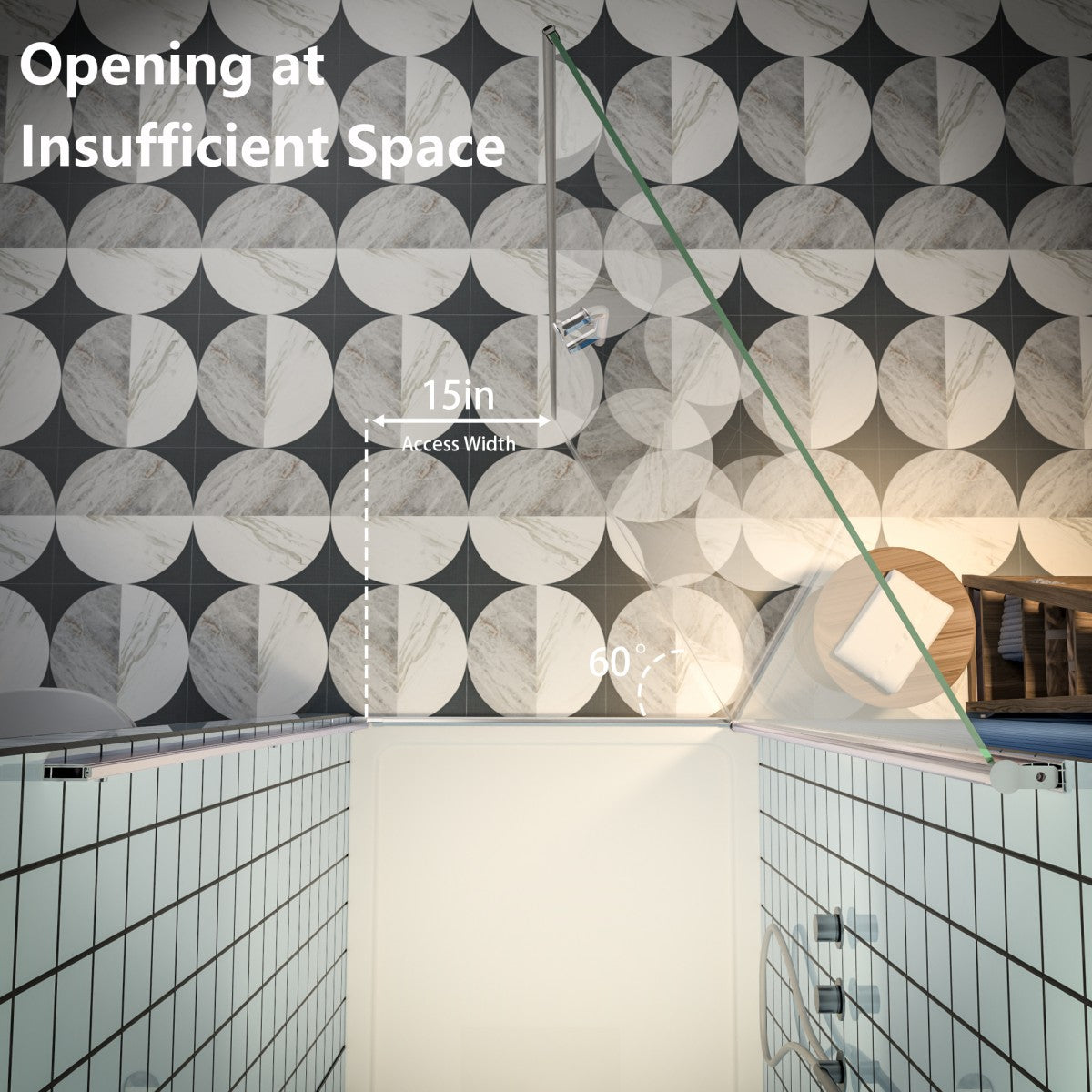 Classy 34-36" W x 72" H Hinged Pivot Semi-Frameless Shower Door Brushed Nickel Install Glass Shower Door - ExBriteUSA