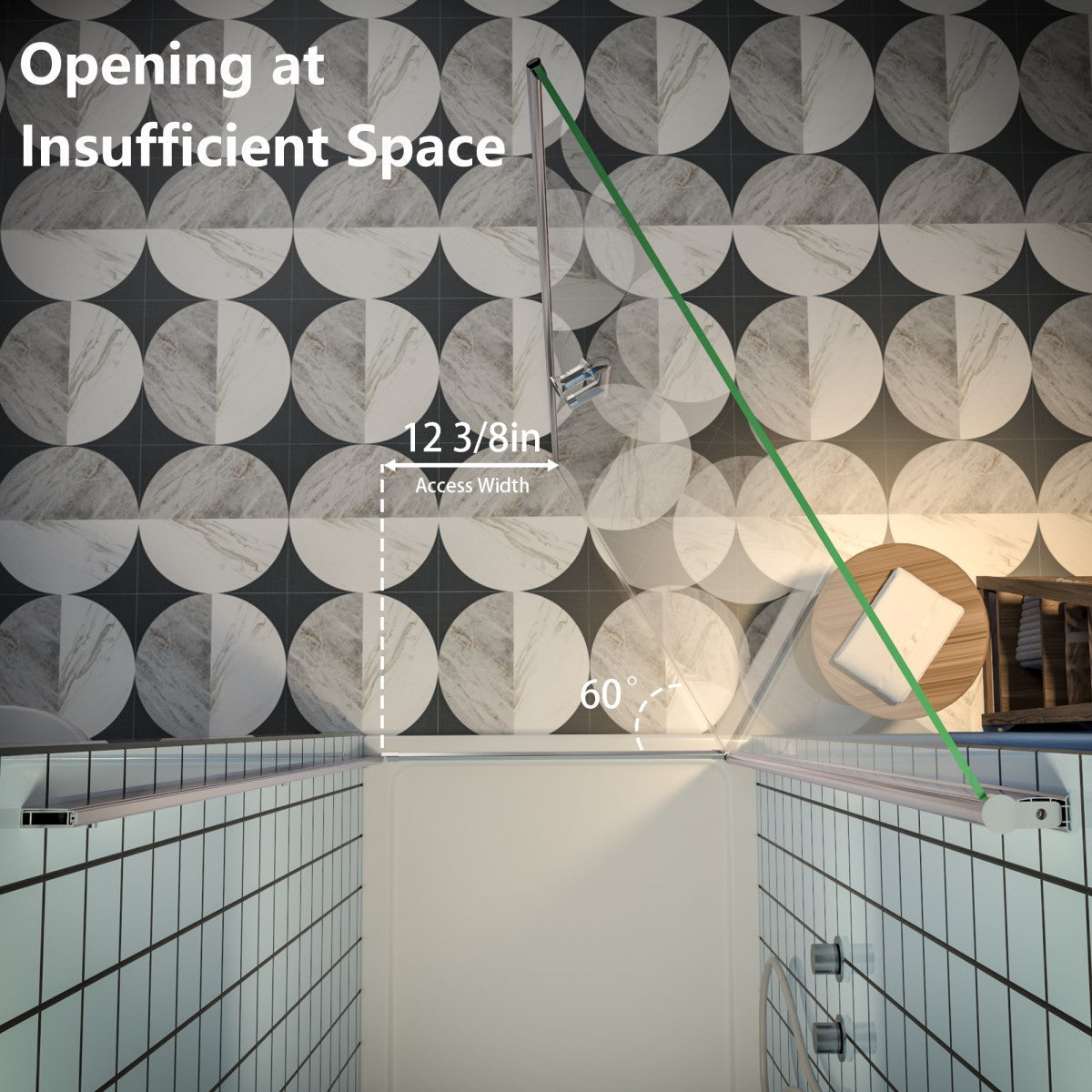 Classy 30-32" W X 72" H Pivot Shower Doors Semi-Frameless Nickel Hinged Glass Shower Door With Handle - ExBriteUSA