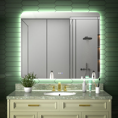 Brivaro 48" x 40" Backlit LED Bathroom Mirror with Nano-Tempered Glass, Anti-Fog, Dimmable, 3 Lighting Modes