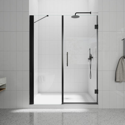 Valor-W Allsumhome 56-58"Wx71"H Semi-Frameless Pivot Glass Shower Door,Pivot Shower Door,SGCC Tempered Glass,Matte Black,Reversible Installation