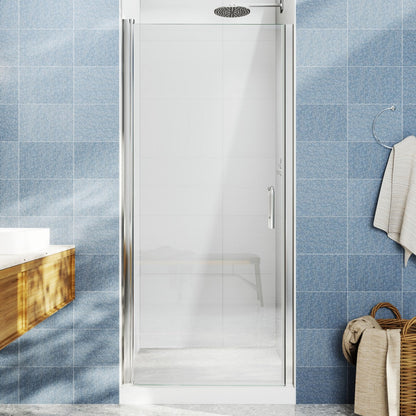Classy 24-26" W x 72" H Pivot Shower Door,Chrome Install Clear Glass Shower Door