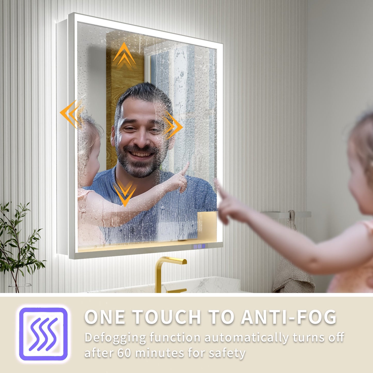 Ample 30" W x 36" H LED Lighted Chrome Medicine Cabinet with Mirror and Shelves for Bathroom Recessed or Surface Mount - ExBriteUSA