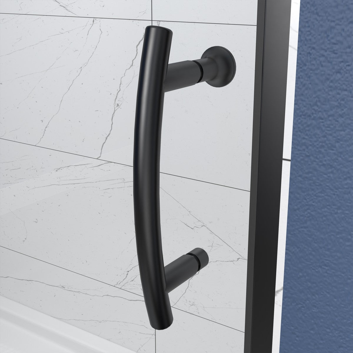 Flexi Showers 50-54" W x 71" H Glass Shower Doos Semi-Frameless,6mm Clear Tempered Glass Panel, Black Finish - ExBriteUSA