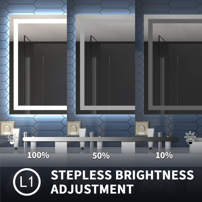 Apex 24" W x 32" H LED Bathroom Light Mirror,Anti Fog,Dimmable,Three Lighting Modes