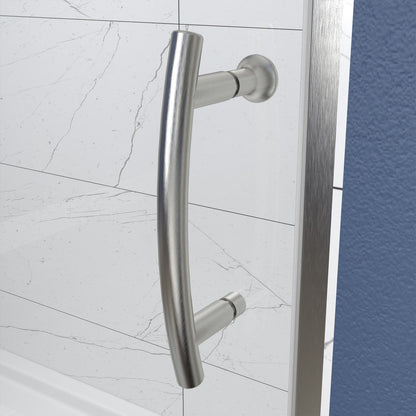 Flexi 38-42"x71" Frameless Shower Door in Brushed Nickel,Tempered Glass with Seal Strip Parts and Handle,6mm Glass Shower Door - ExBriteUSA