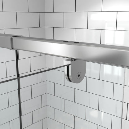 Flexi-B Showers 50-54" W x 71" H Glass Shower Doos Semi-Frameless,6mm Clear Tempered Glass Panel, Black Finish (Copy) - ExBriteUSA