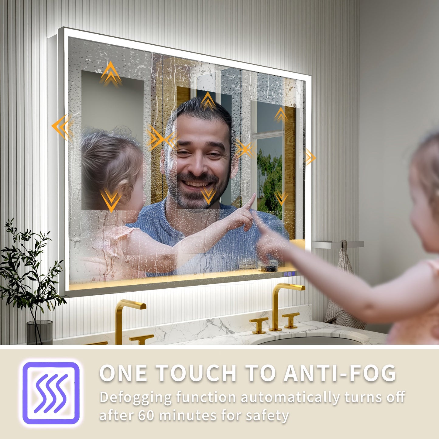 Ample 48" W x 36" H LED Lighted Chrome Medicine Cabinet with Mirror and Shelves for Bathroom Recessed or Surface Mount - ExBriteUSA