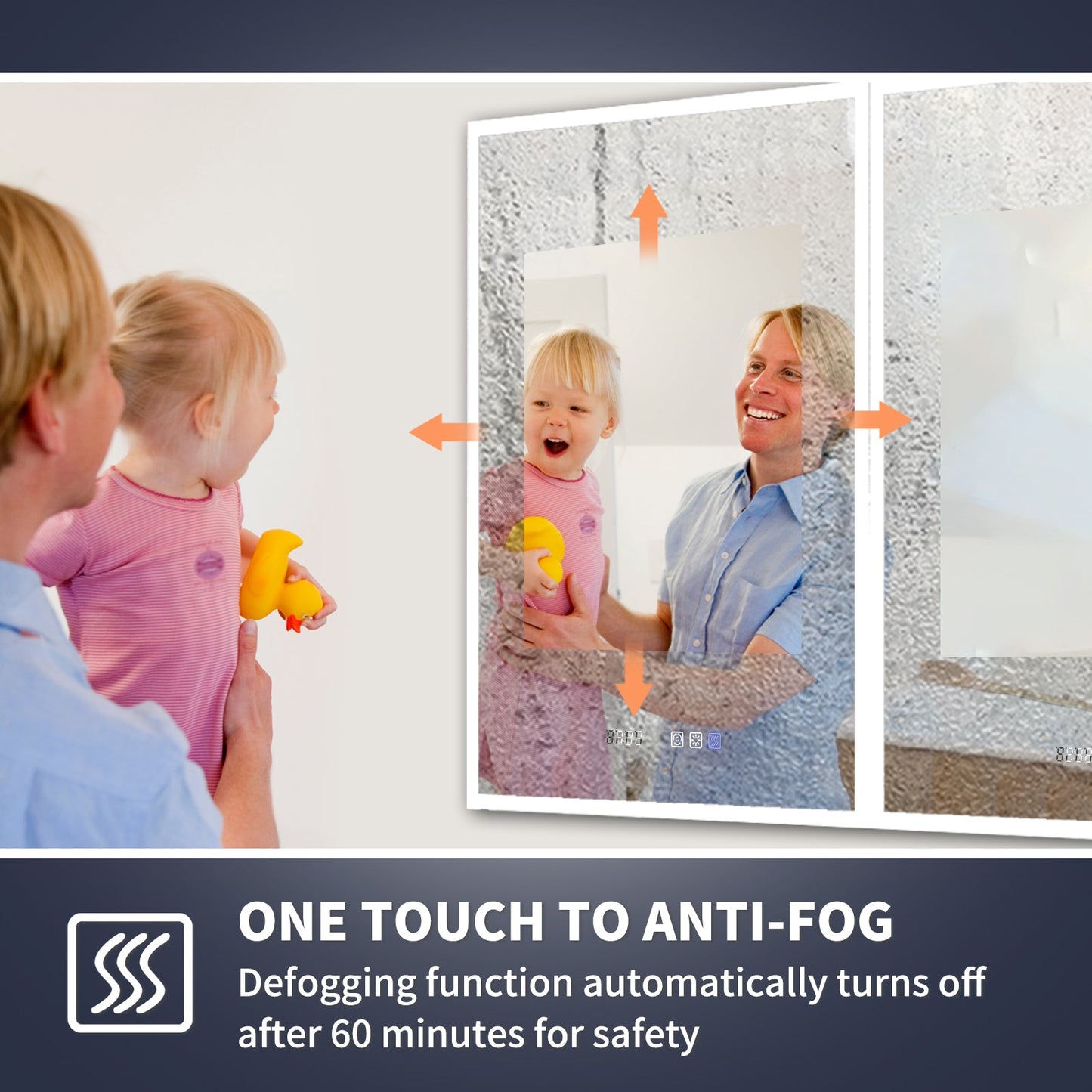 Rim 54" W x 32" H LED Lighted Medicine Cabinet Recessed or Surface with mirrors - ExBriteUSA